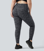 Legging de yoga grande taille Halara UltraSculpt™ taille haute gainant imprimé léopard avec poches