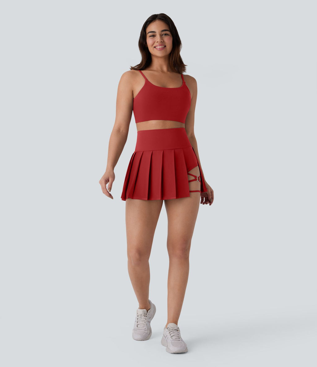 Jupe-short de danse mini Breezeful™ à taille haute, plissée, 2-en-1, avec poches latérales et arrière, ourlet asymétrique et séchage rapide