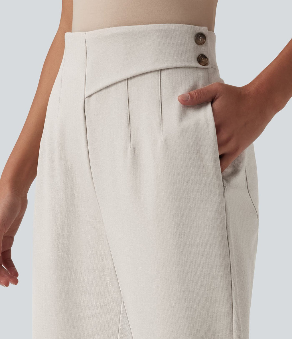 Pantalon tailleur 7/8 fuselé Halara Flex™ à chevrons taille haute avec ourlet arrondi et poches