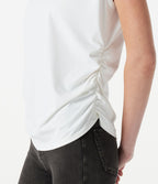T-shirt casual froncé à col rond et manches courtes