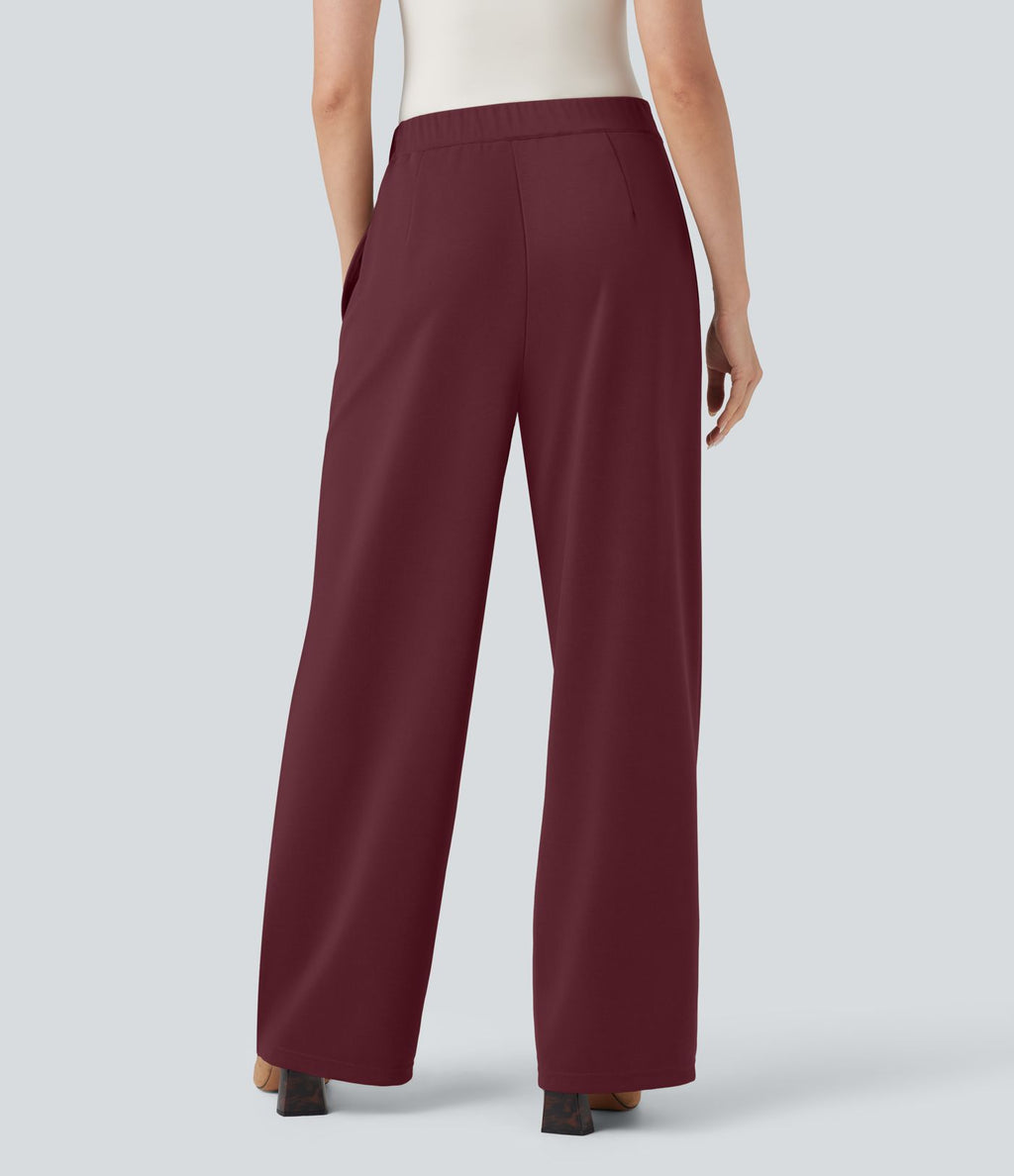 Pantalon de travail coupe droite taille haute avec chaîne métallique avec poches