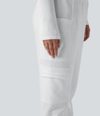 Jogging jogging cargo sarouel en polaire taille haute avec poches multiples