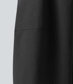 Pantalon décontracté coupe barrel taille haute avec poches