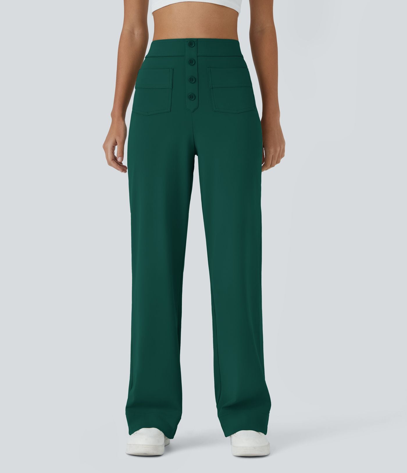 Pantalon taille haute coupe droite DayStretch avec poches