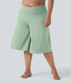Pantalon corsaire grande taille large SoftlyZero™ Airy taille haute croisée effet frais InstantCool avec poches