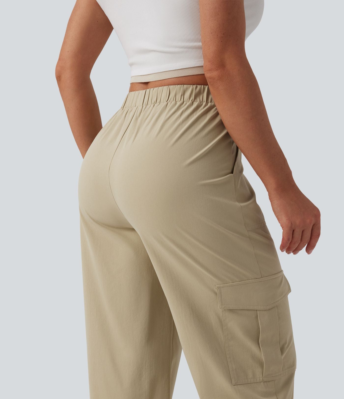 Pantalon décontracté coupe droite taille mi-haute avec poches
