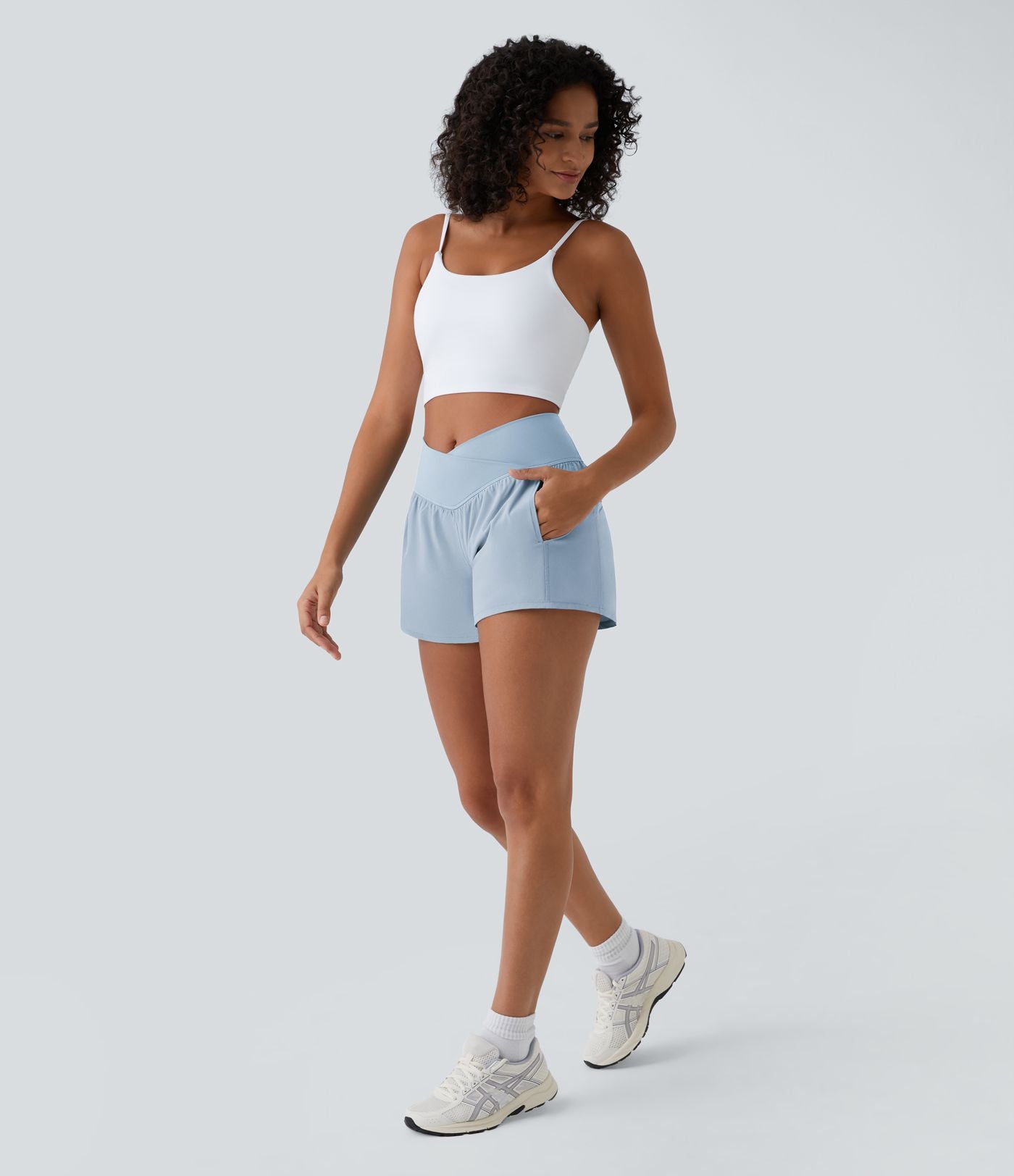 Breezeful™ Shorts 10cm Yoga Séchage Rapide 2 en 1 Taille Haute Poches Latérales Croisées