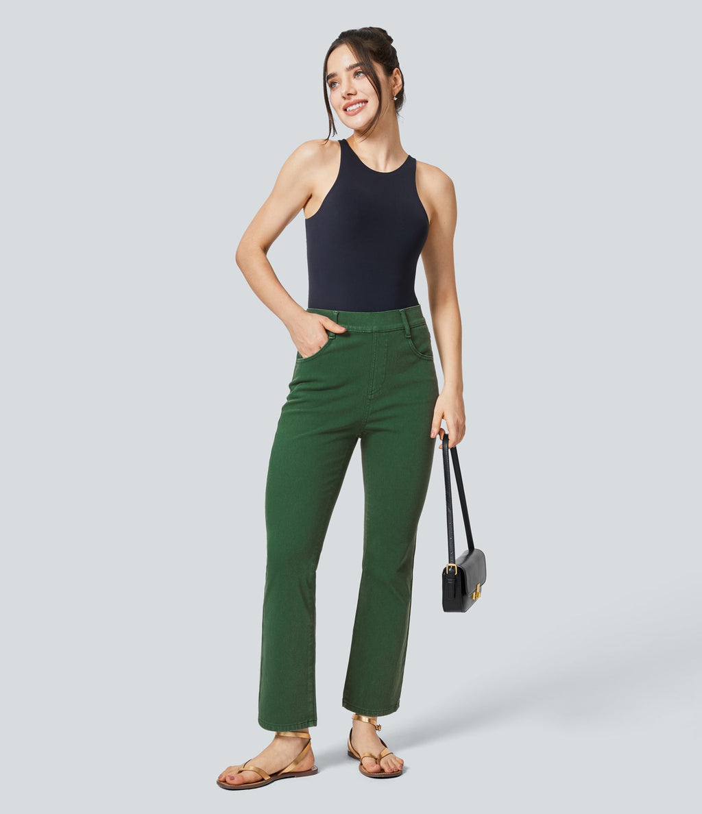 Jean bootcut 7/8 décontracté coloré à poches taille haute Halara Flex™