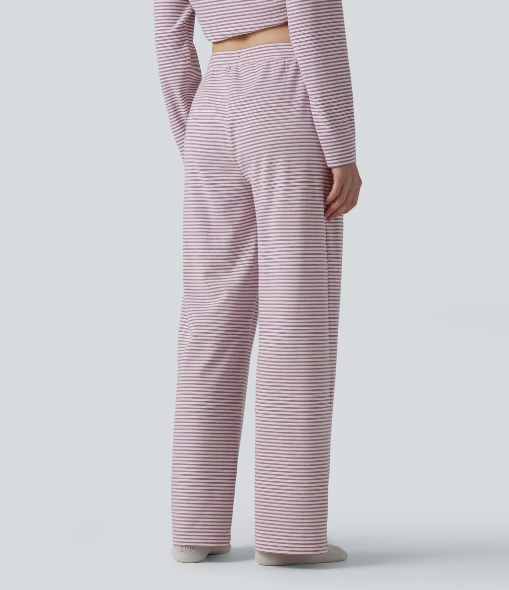 Pantalon de détente large rayé taille haute