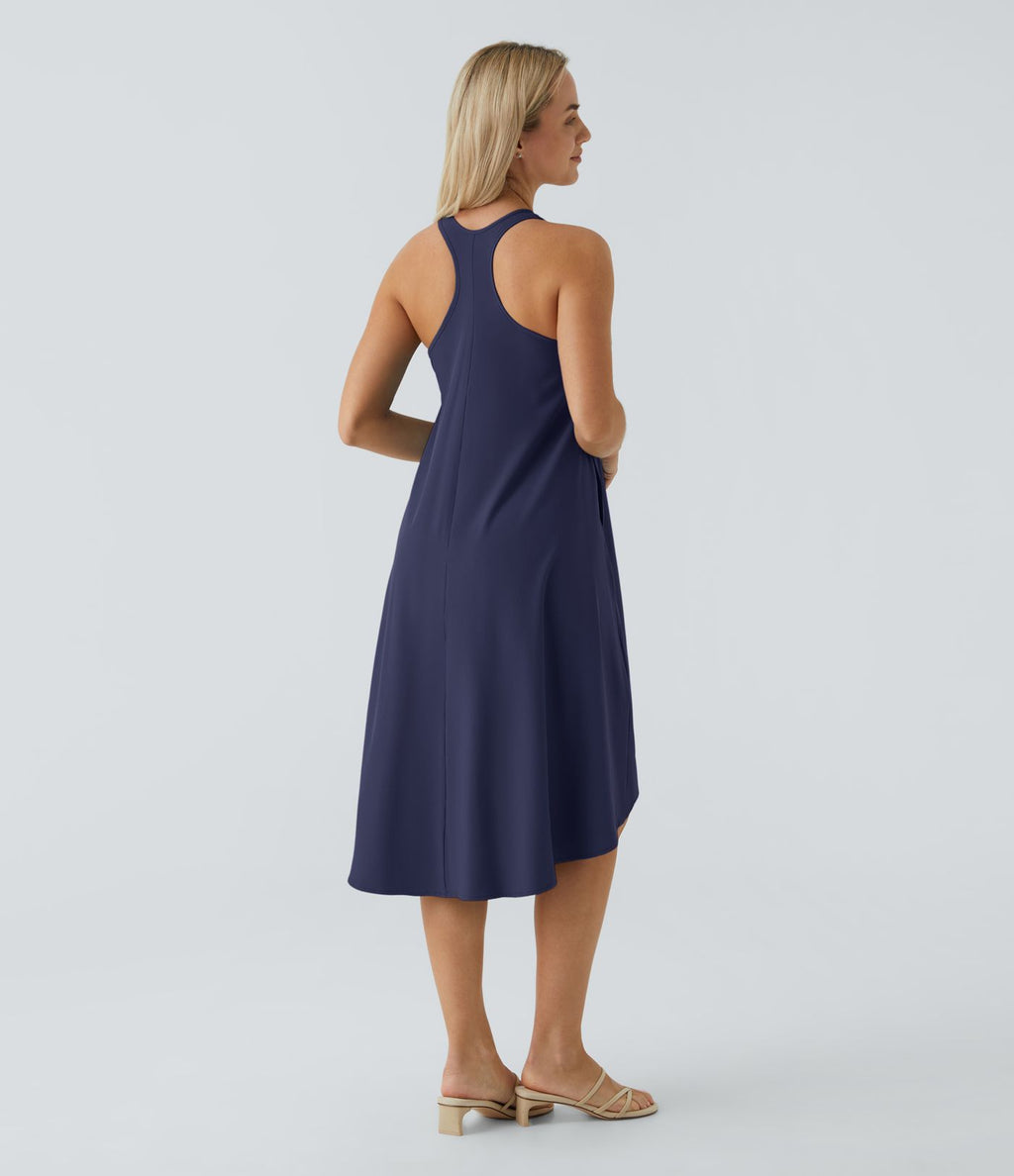 Robe décontractée mi-longue Breezeful™ dos nageur poche latérale fluide asymétrique séchage rapide A-C