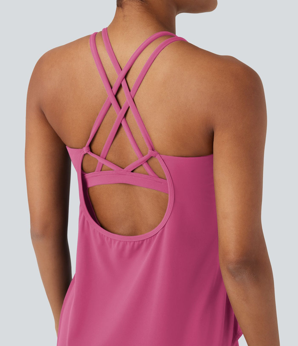 Débardeur running Halara UltraSculpt™ col rond dos croisé bonnets E-G