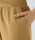 Breezeful™ Pantalon Fluide Vacances Séchage Rapide Taille Haute Croisée Poches Latérales Plissées Fente