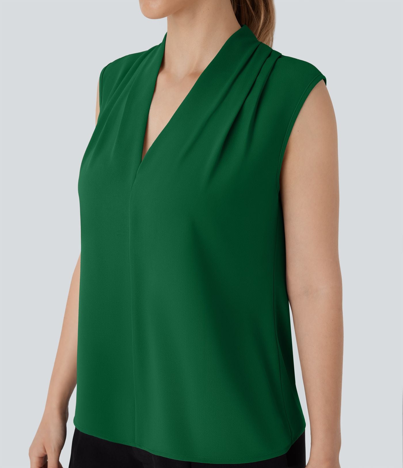 Blouse sans manches col V pour le bureau