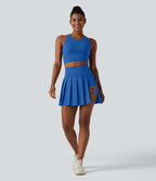 Jupe de danse courte plissée 2-en-1 Breezeful™ taille haute séchage rapide avec ourlet asymétrique et poches – Version longue