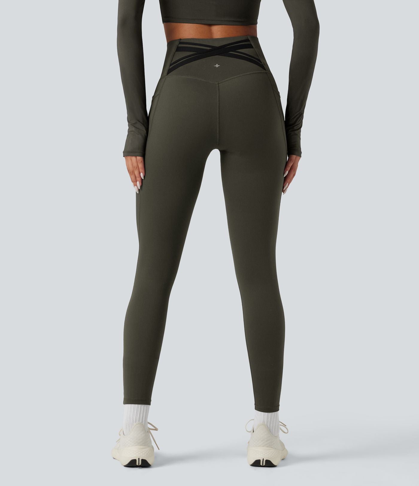 Legging running polaire thermique gainant croisé dos taille haute Halara UltraSculpt™ Heat avec poches