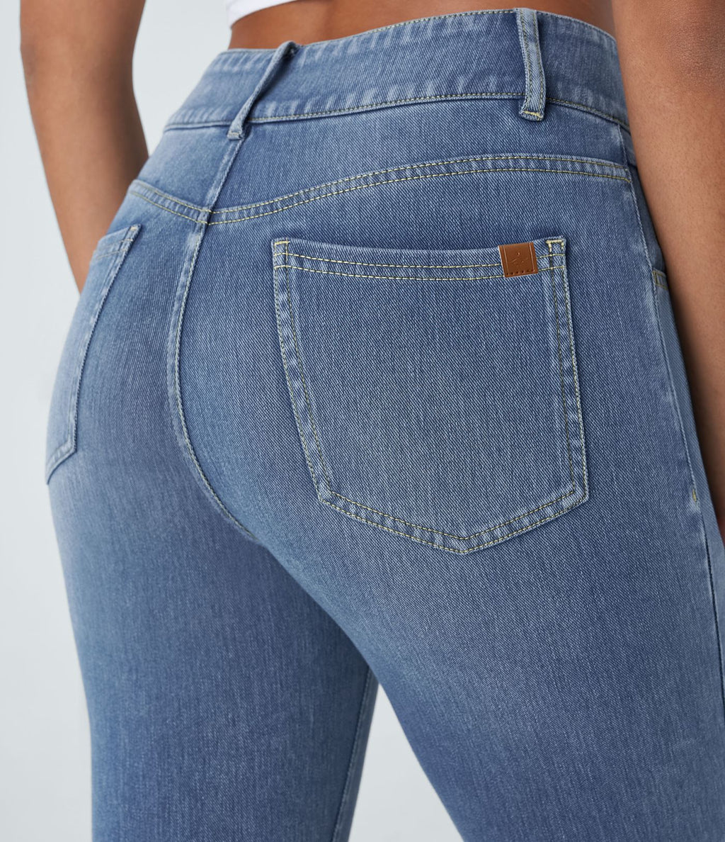 Halara Flex™ Jean skinny Casual Taille Haute Fermeture Éclair Boutonnés Plusieurs Poches Tricot Extensible