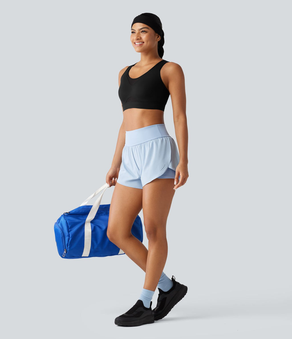 Brassière de sport d'entraînement maintien fort en mesh contrasté avec boucle ajustable et coussinets non amovibles