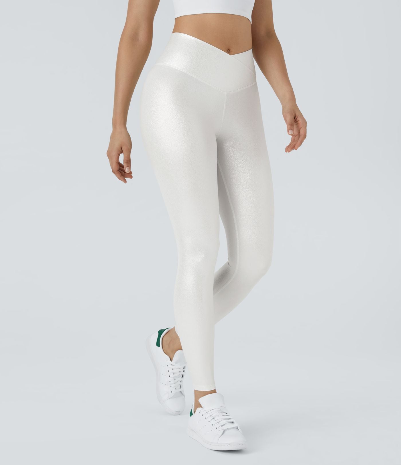 Legging de yoga SoftlyZero™ en simili stretch avec taille croisée, imprimé métallisé et poche arrière