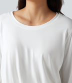 T-shirt col rond échancré manches longues