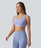 Brassière de sport yoga OneForm sans couture Flow maintien léger col U imprimé python avec soutien-gorge intégré