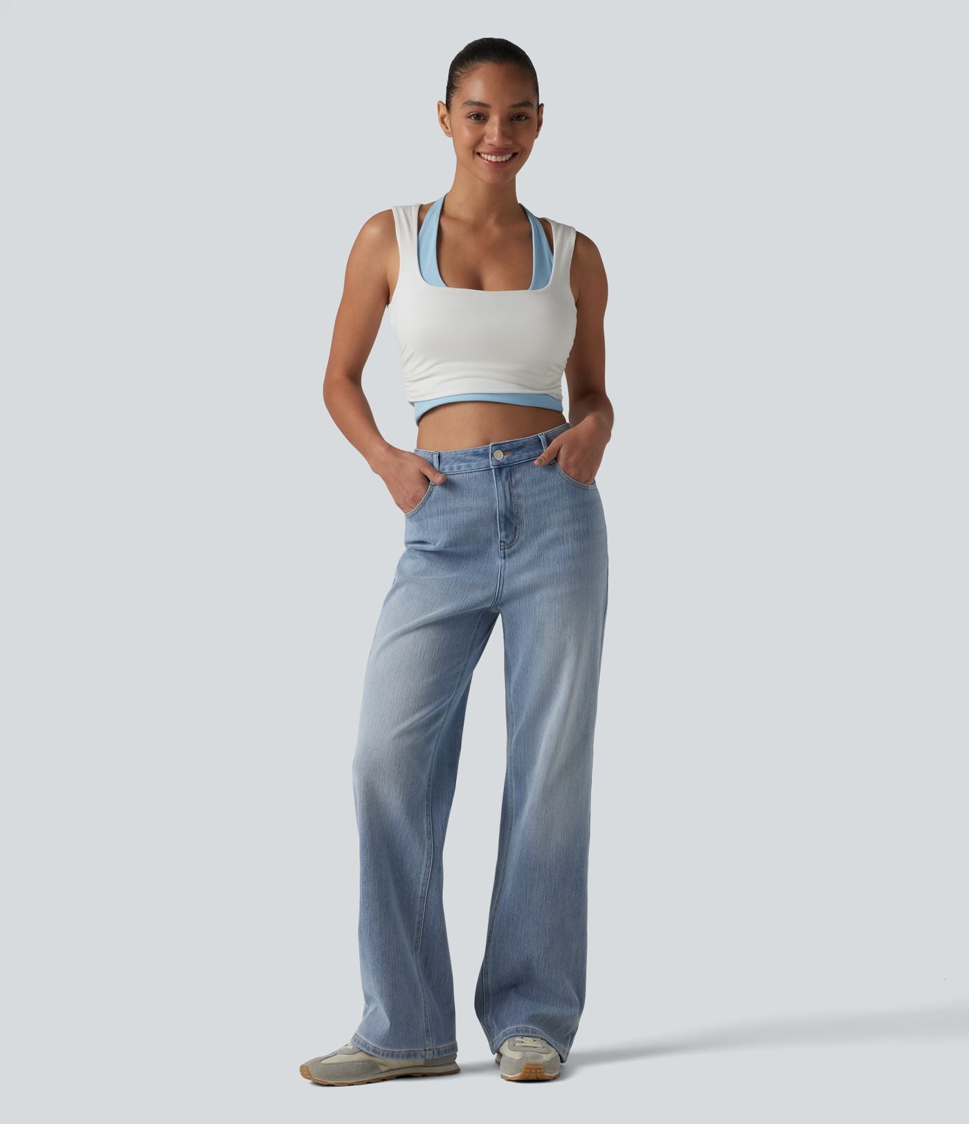 Halara Flex™ Jean droit casual taille haute avec poches