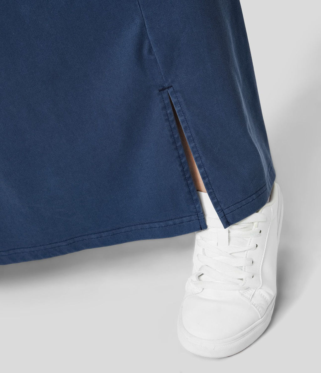 Pantalon Large Casual Taille Haute Boutonnés Fermeture Éclair Plissé Poches Latérales Ourlet Fendu Grande Taille