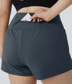 Short 8,8cm Sport Grande Taille 2 en 1 avec Poches Arrière et Poches Latérales Cachées