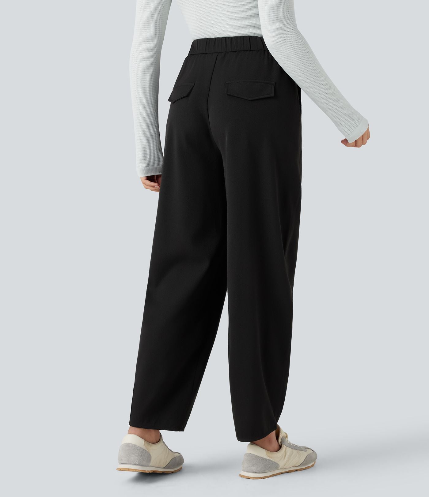 Pantalon barrel taille haute avec poches