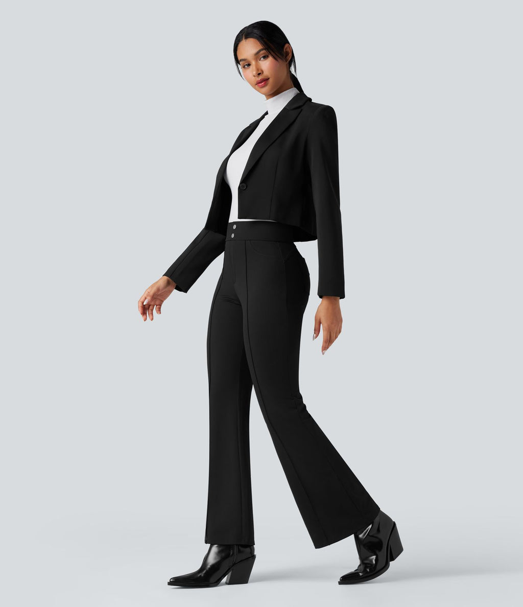 Pantalon tailleur évasé Halara Flex™ gainant taille haute chevrons avec poches