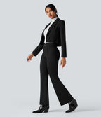 Pantalon tailleur évasé Halara Flex™ gainant taille haute chevrons avec poches