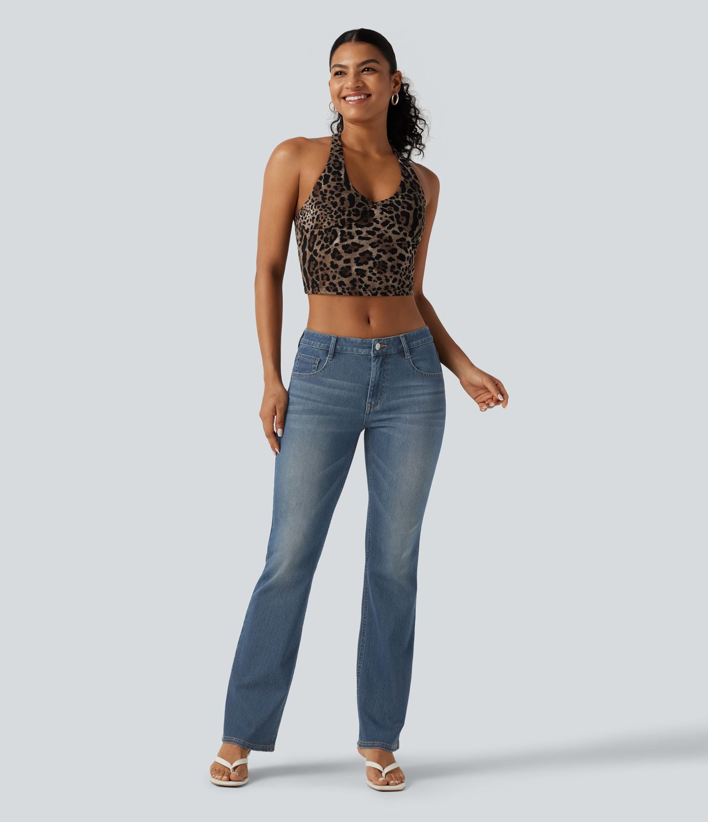 Jean bootcut Halara Flex™ taille basse délavé avec poches