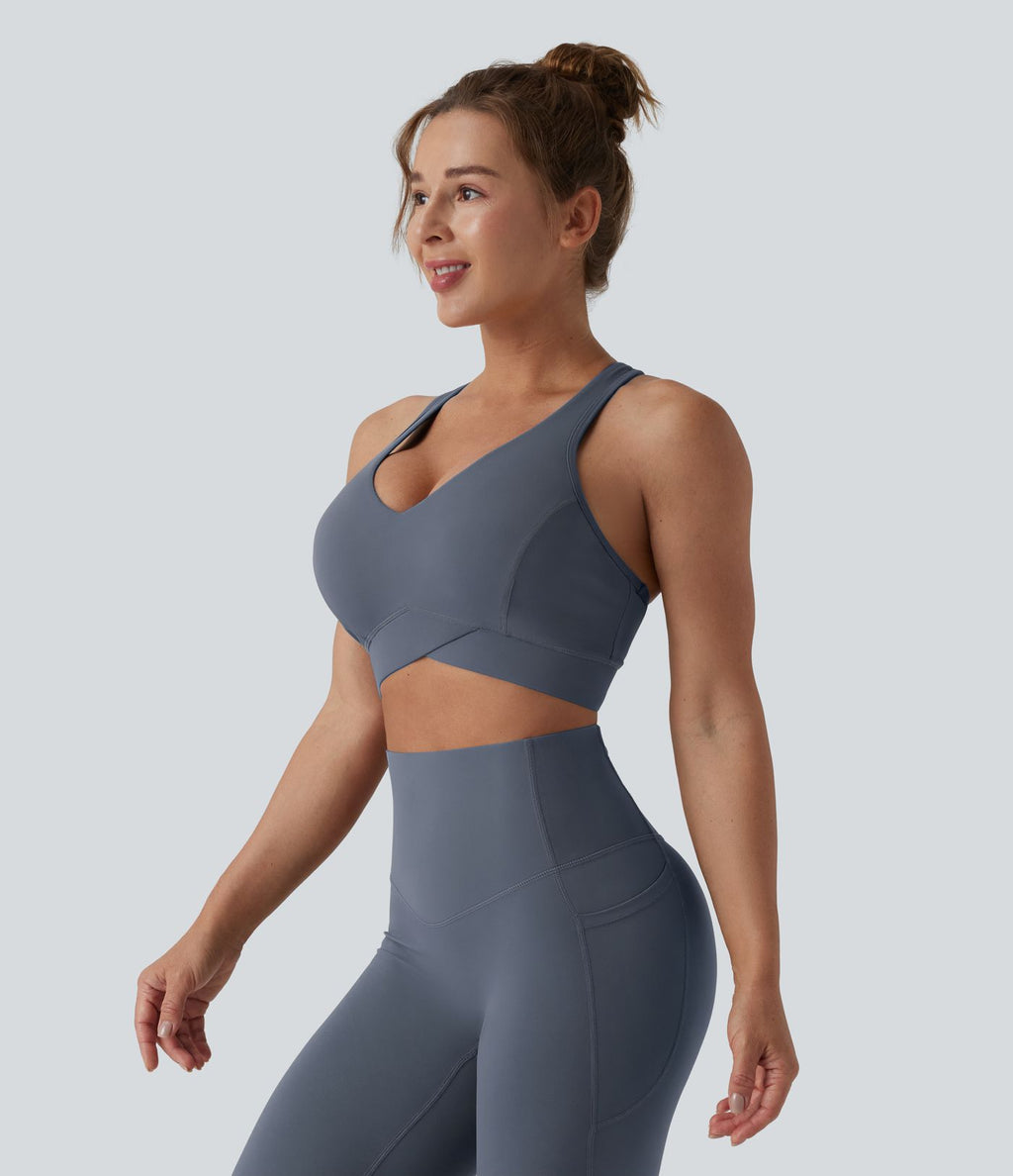 Brassière de sport running Halara UltraSculpt™ maintien léger col V dos nageur bonnets E-G
