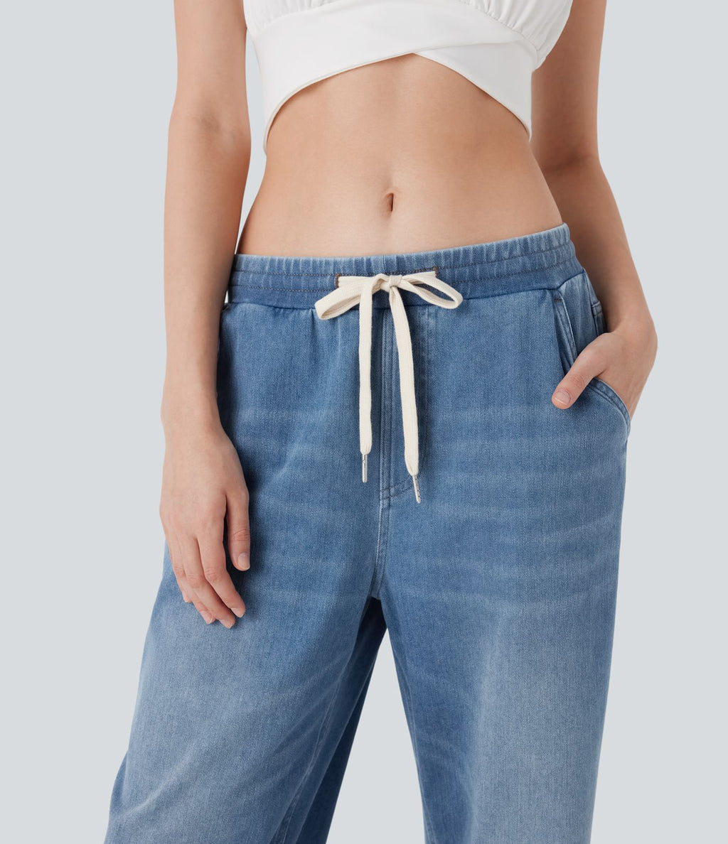 Jean ample en denim extensible à taille basse avec cordon Halara Flex™ avec multiples poches