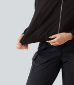Veste en jean Halara Flex™ à col montant avec manches longues, zip et poches