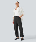 Pantalon de travail fuselé taille moyenne avec largeur ajustable Halara Flex™ DayStretch avec poches