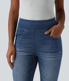 Jean capri skinny Halara Flex™ taille haute décontracté à ourlet roulotté avec poches