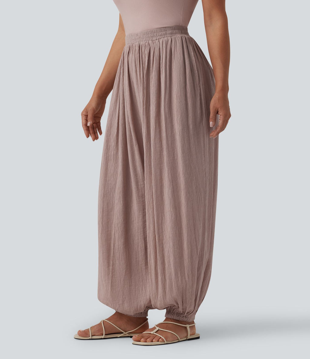 Jogging ample taille mi-haute avec poches