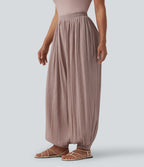 Jogging ample taille mi-haute avec poches
