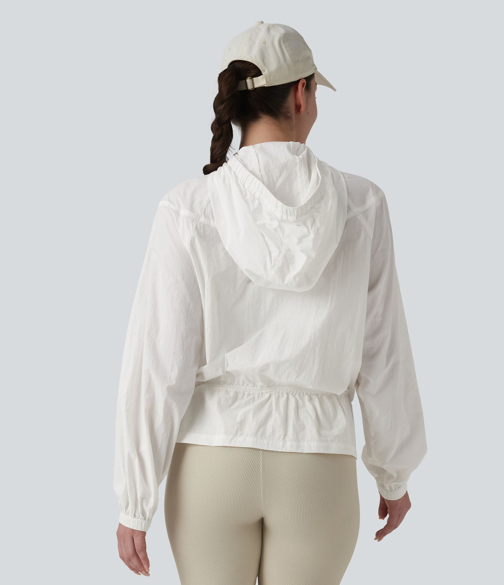 Coupe-vent casual à capuche avec cordon de serrage et poches
