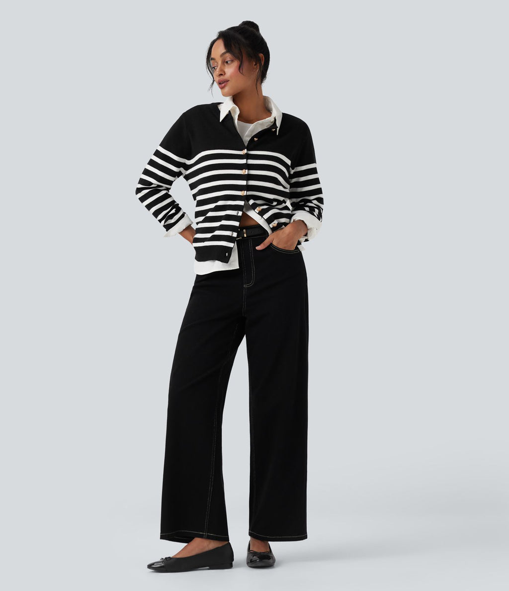 Cardigan de travail rayé color block