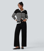 Cardigan de travail rayé color block
