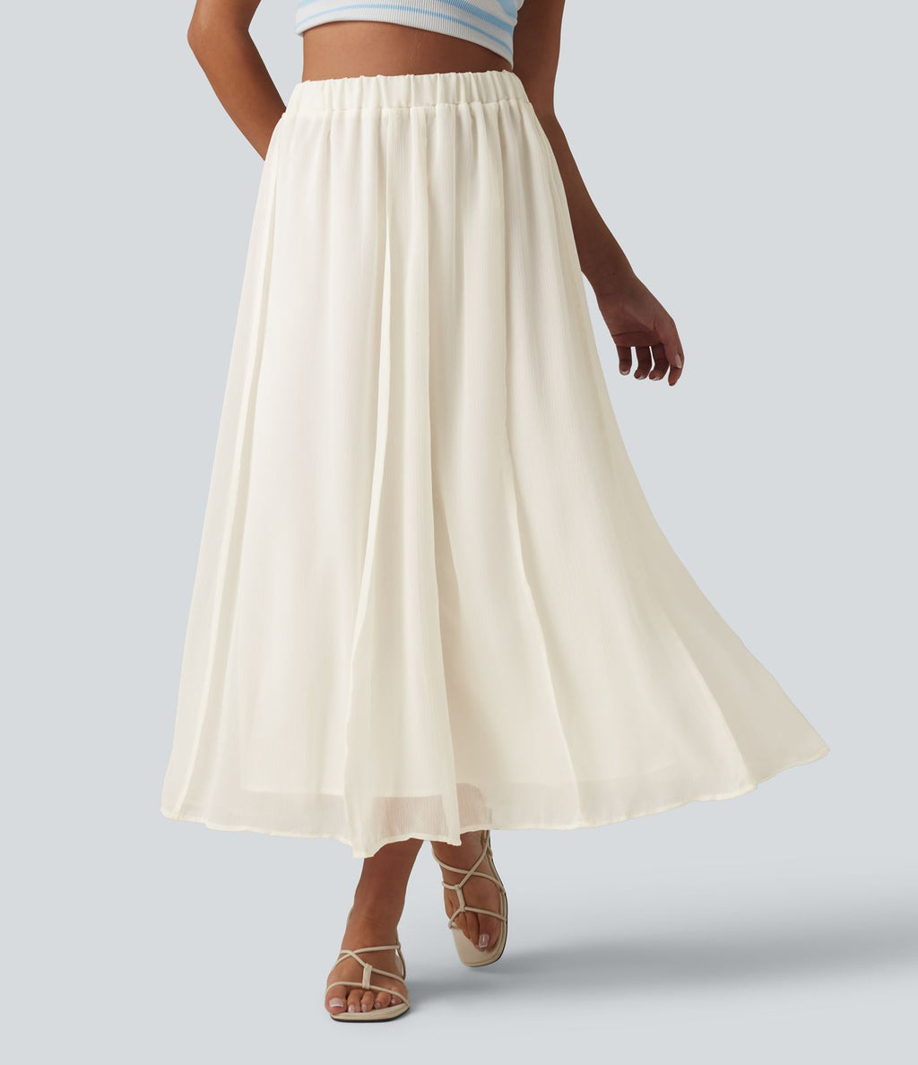 Jupe midi fluide taille haute