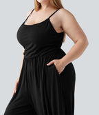 Combinaison grande taille chinée à jambes larges avec détails froncés, poches, coussinets amovibles et accès facile Easy Peasy