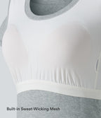 Halara T-shirt en jersey de coton col rond échancré manches courtes avec soutien-gorge intégré bonnets B-DD
