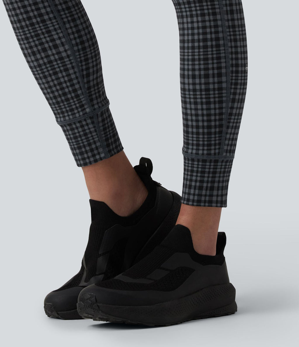Legging de yoga Halara UltraSculpt™ taille haute avec cordon de serrage imprimé carreaux avec poches