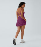 Robe de sport danse 2-pièces SoftlyZero™ Plush double bretelles caraco avec poche A-D