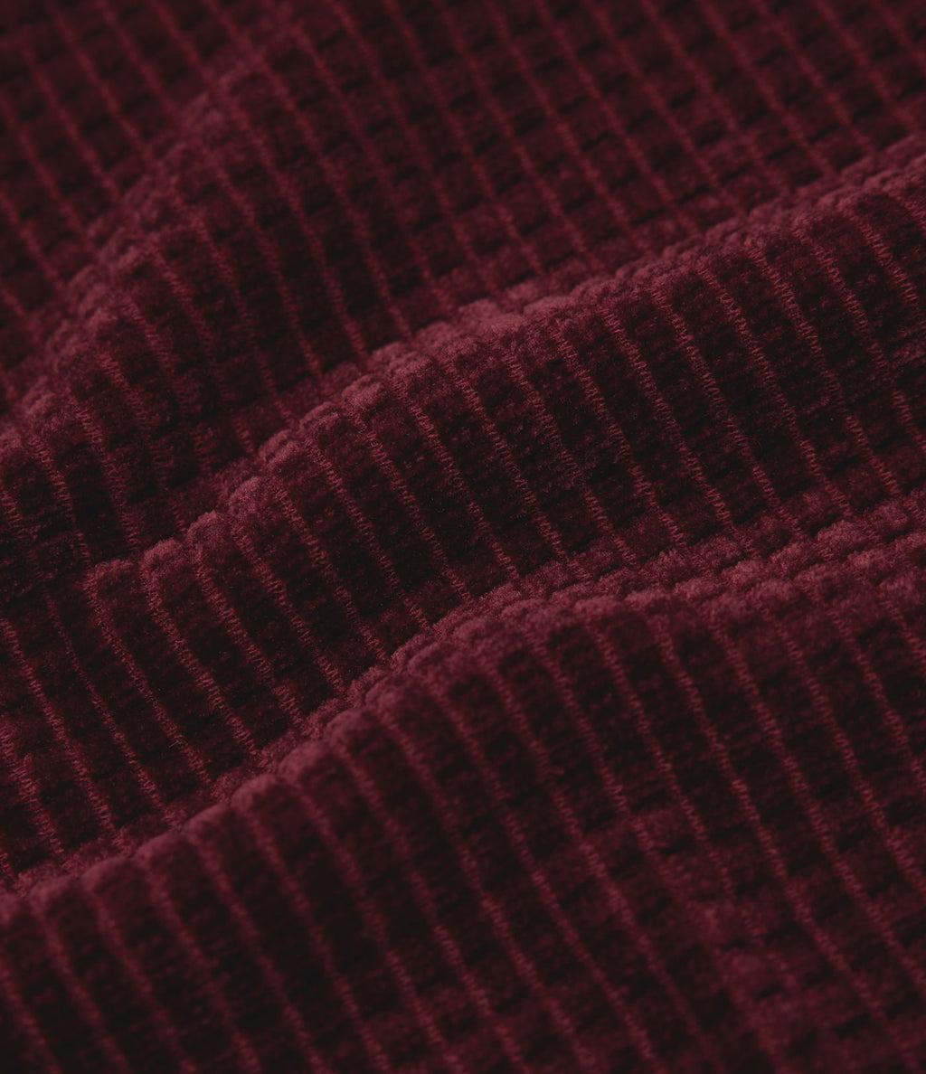 Pantalon décontracté chenille gaufré taille haute avec cordon de serrage et poches