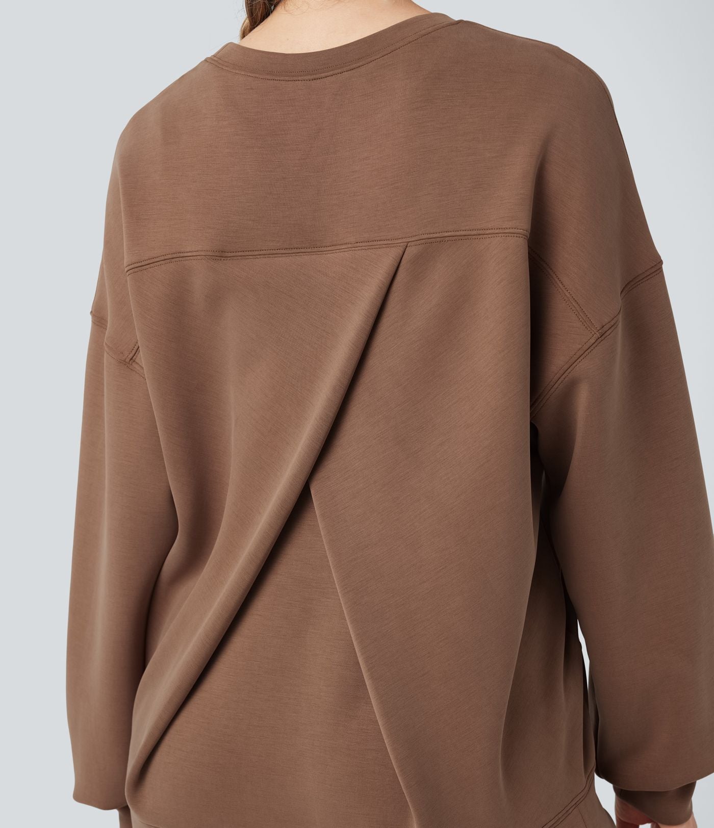Sweat-shirt décontracté SpacerTek™ col rond, manches longues et dos croisé, avec poches