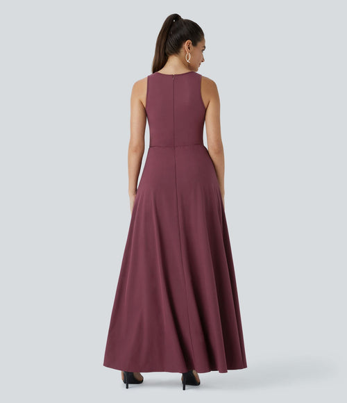 Combinaison Breezeful™ à séchage rapide pour demoiselles d'honneur et invitées de mariage, sans manches, avec fermeture éclair, poches latérales et détails contrastés