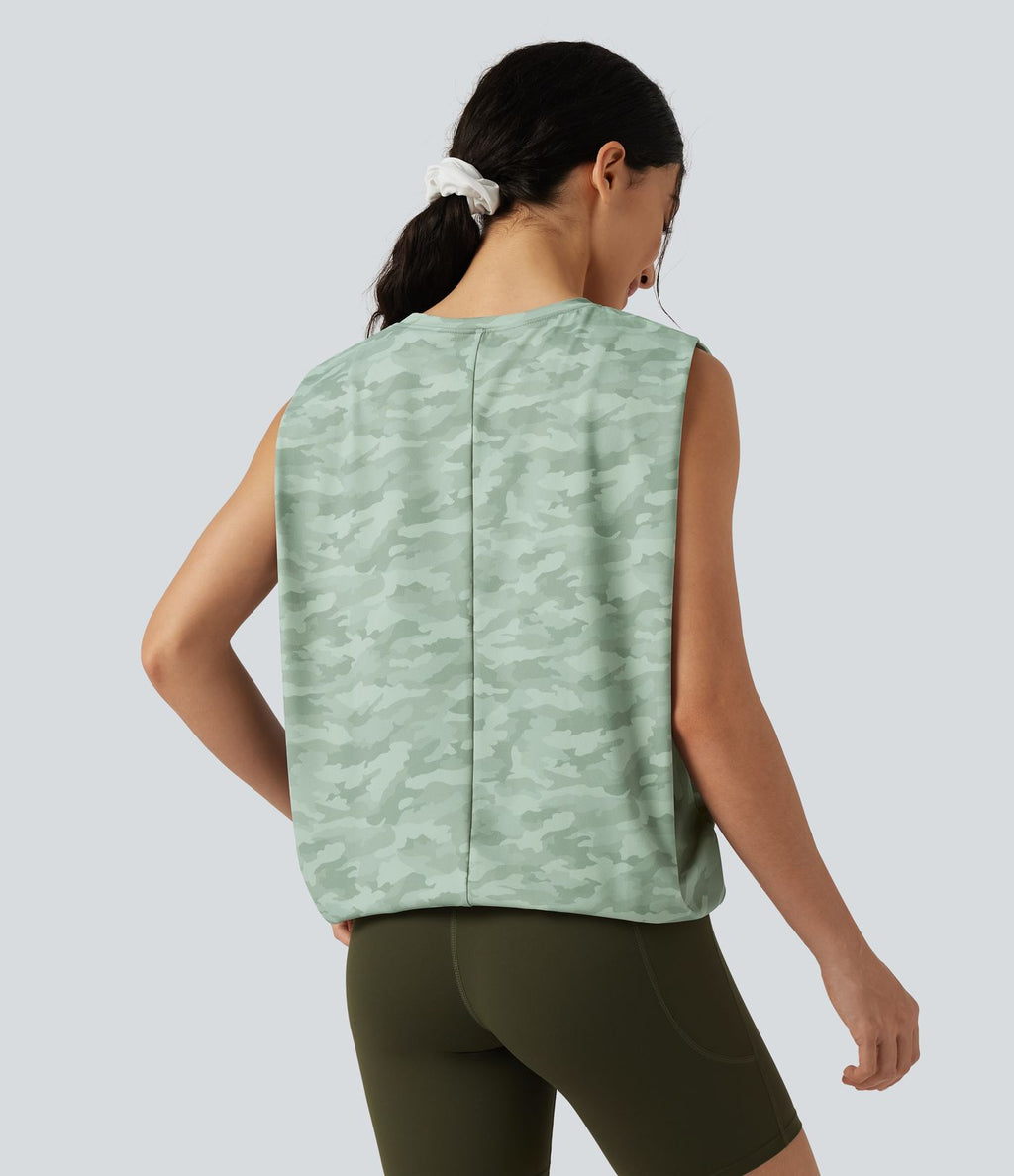 Débardeur de sport col rond à imprimé camouflage